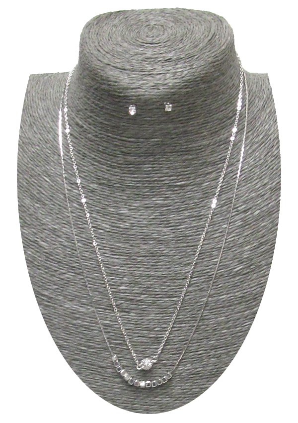 Etsy style double chain and crystal necklace set