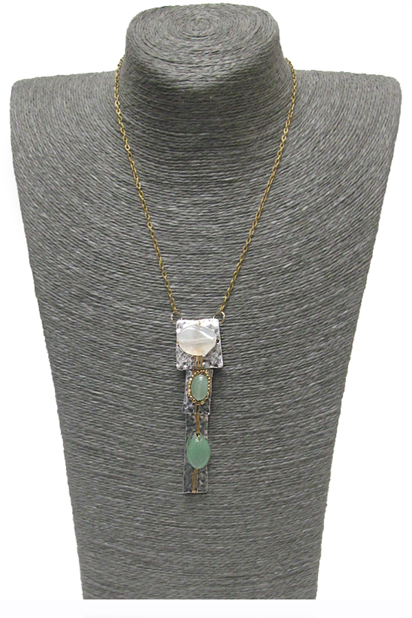 Handmade semi precious stone drop necklace