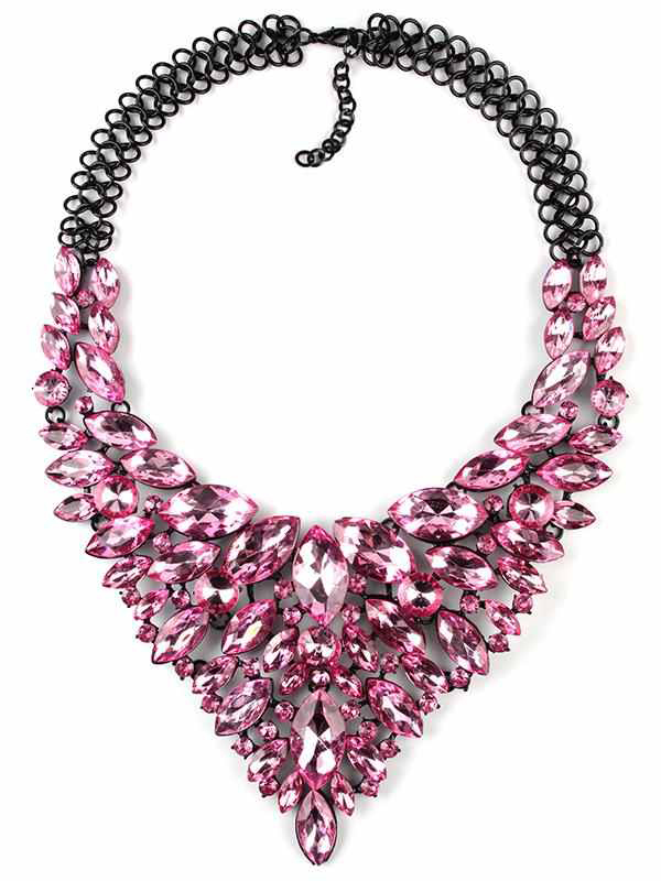 Resing and crystal mix party statement necklace set
