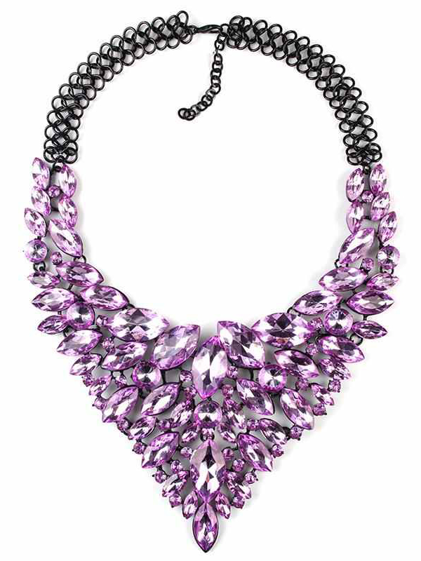 Resing and crystal mix party statement necklace set