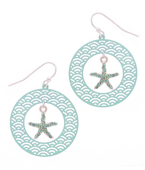 SEALIFE THEME CHARM METAL FILIGREE EARRING - STARFISH