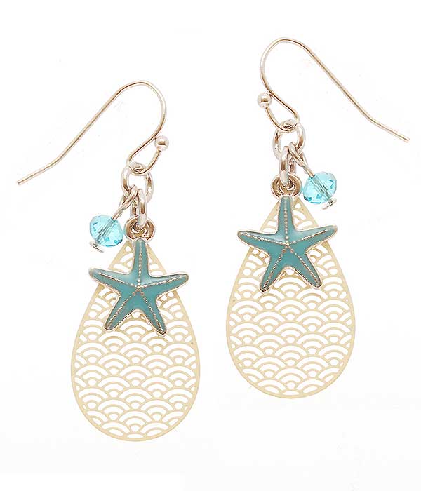 SEALIFE THEME CHARM METAL FILIGREE EARRING - STARFISH