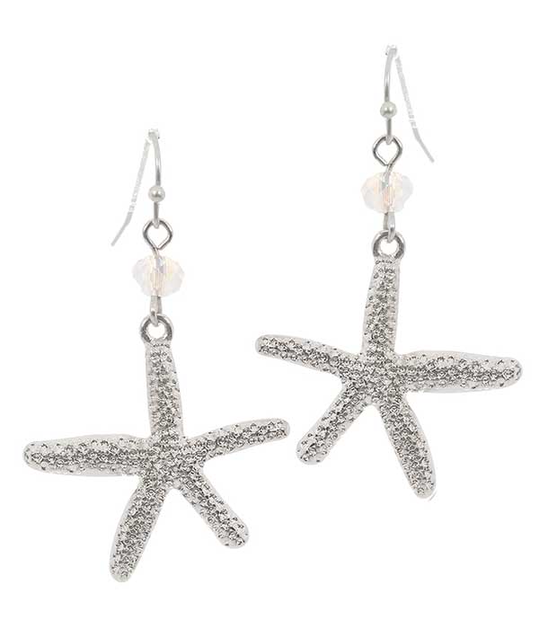 GLASS BEAD AND STARFISH EARRING