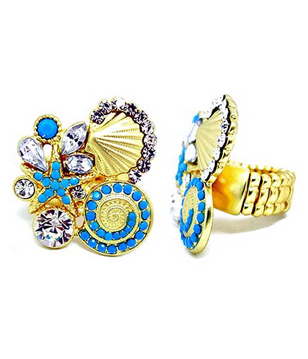 SEALIFE THEME STRETCH RING - STARFISH SHELL