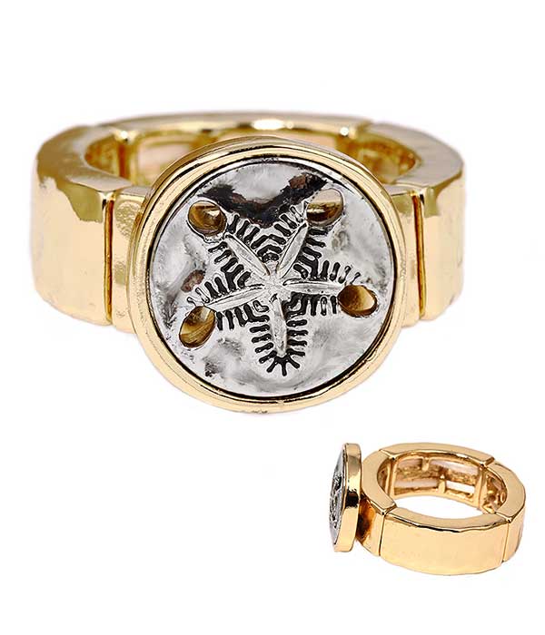 Sealife theme stretch ring - sand dollar