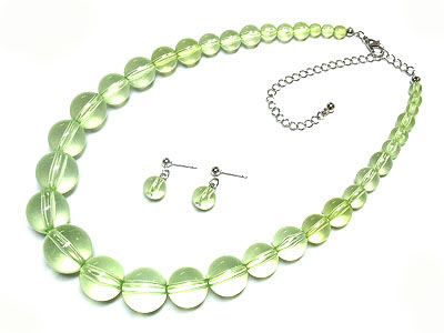 Lucite extra clear ball necklace and earring set - transparent fashion