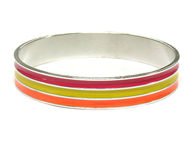 Metal triple colorful lines bangle bracelet