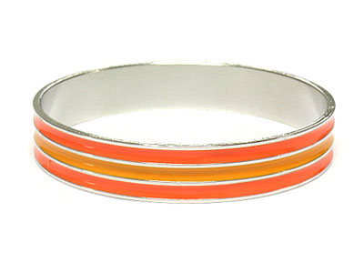 Metal triple colorful lines bangle bracelet