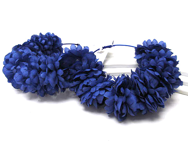 3.5 inch hoop multi fabric flower basketball wives inspired earring - hoops