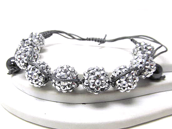 Crystal fire ball braided with cord basketball wives inspired stretch bracelet