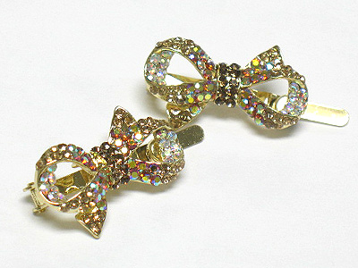 Crystal ribbon hair pin - 2pc set