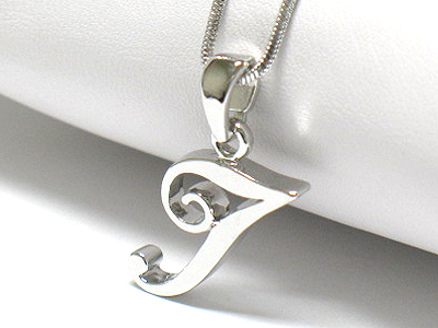 Made in korea whitegold plating initial pendant necklace- t