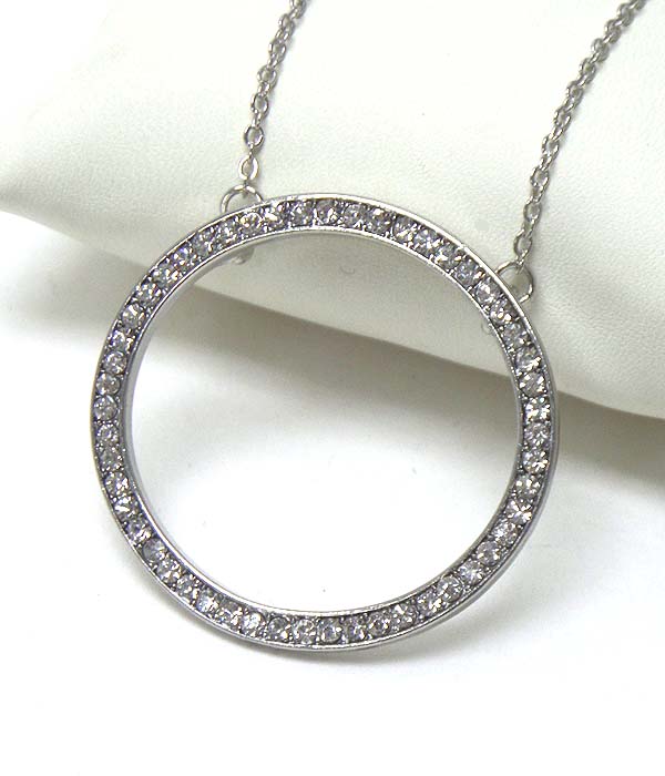 Crystal stud circle pendant necklace