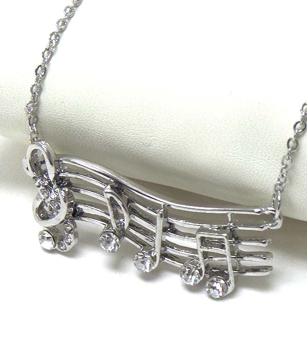 Crystal music note pendant necklace