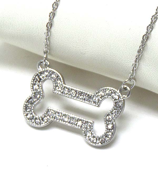 Crystal dog bone pendant necklace
