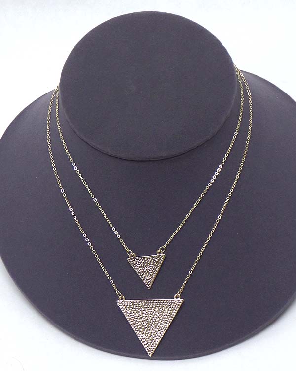Double textured metal triangle necklace