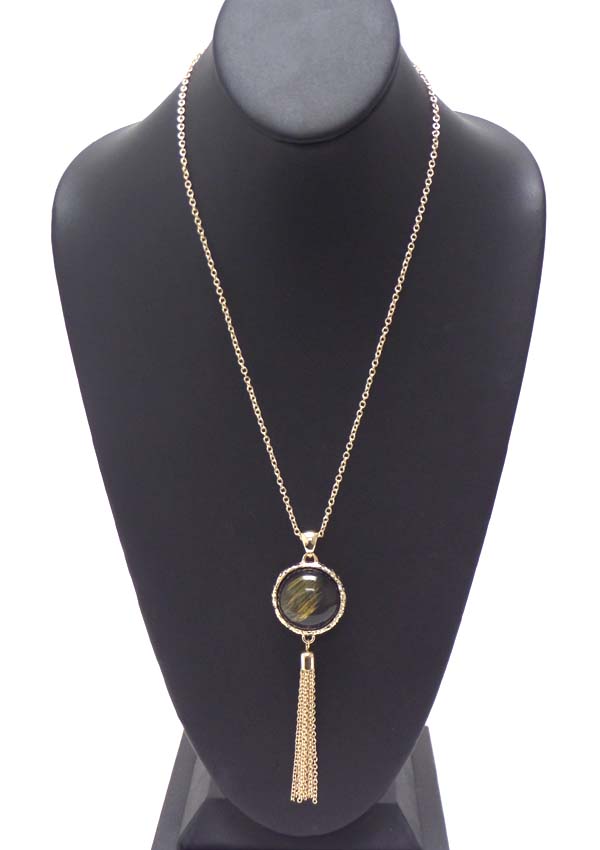 Glass  ball and tassel drop long necklace