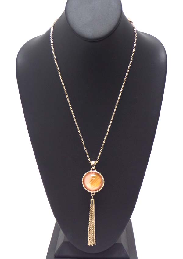 Glass  ball and tassel drop long necklace
