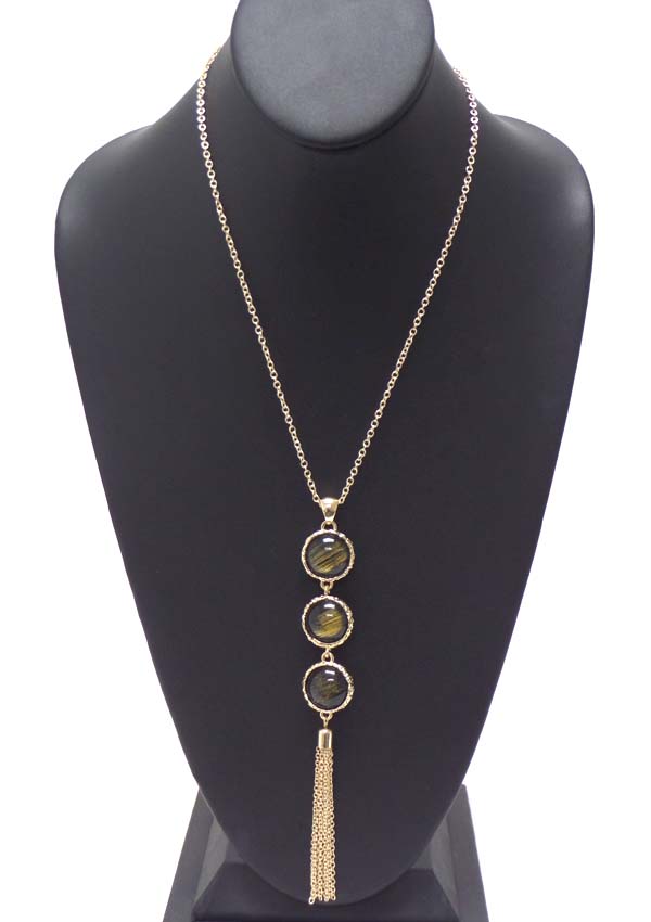 Glass  ball and tassel drop long necklace