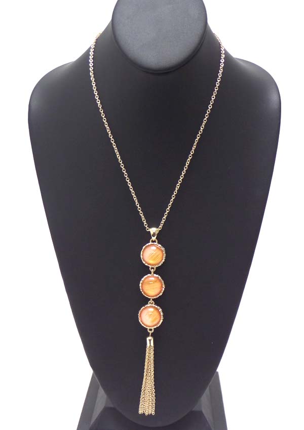 Glass  ball and tassel drop long necklace