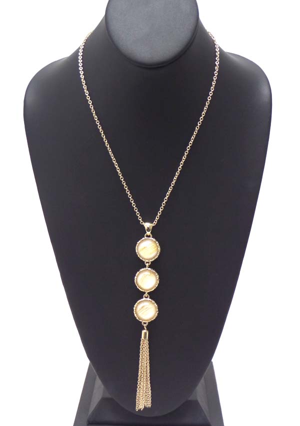 Glass  ball and tassel drop long necklace