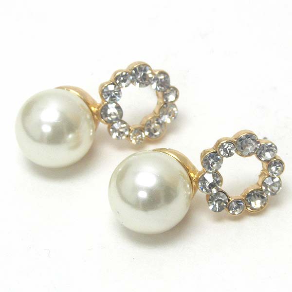 Crystal and pearl drop stud earring