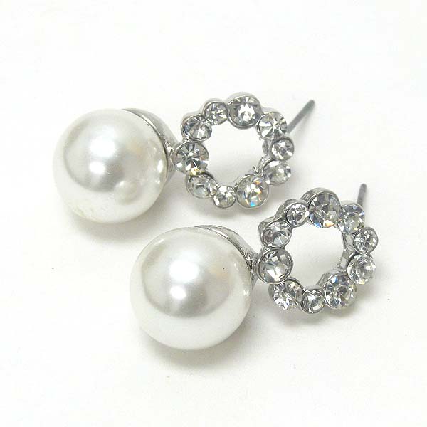 Crystal and pearl drop stud earring