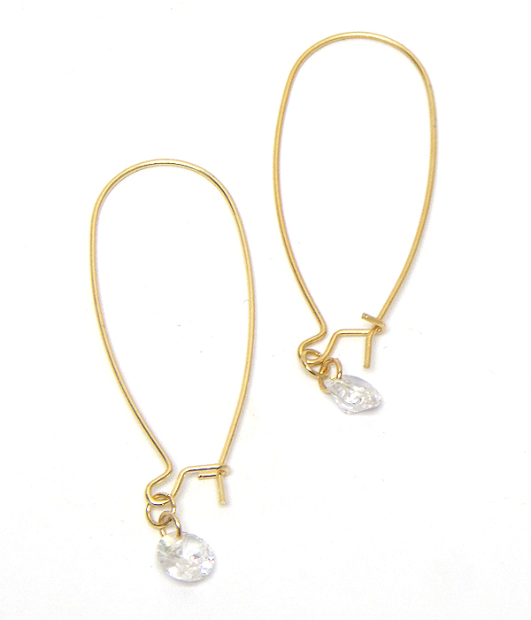 Cubic zirconia stone drop hook earrings