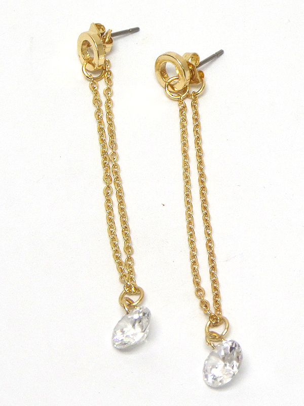 CUBIC ZIRCONIA STONE EARRINGS 