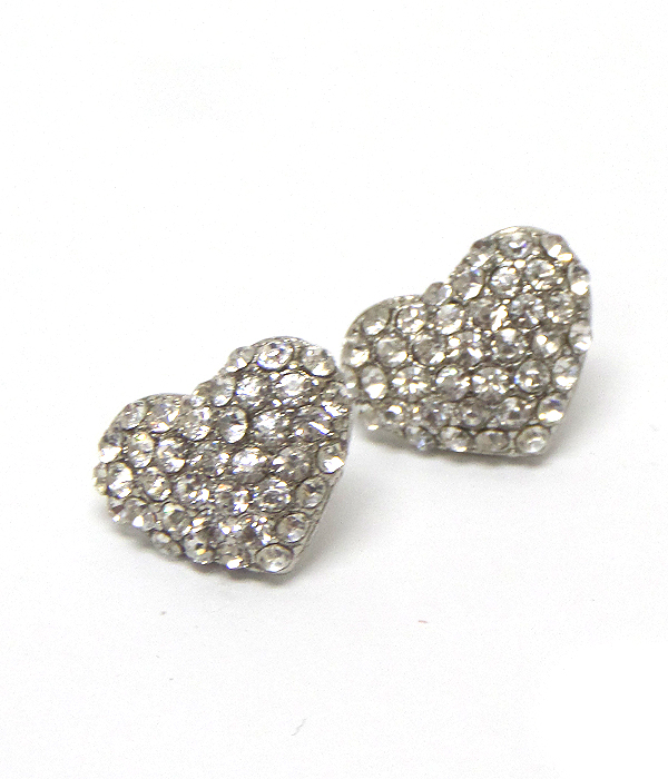 Crystal stud heart earrings 