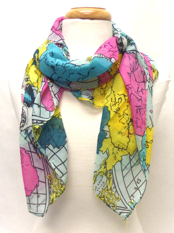 World map pattern scarf