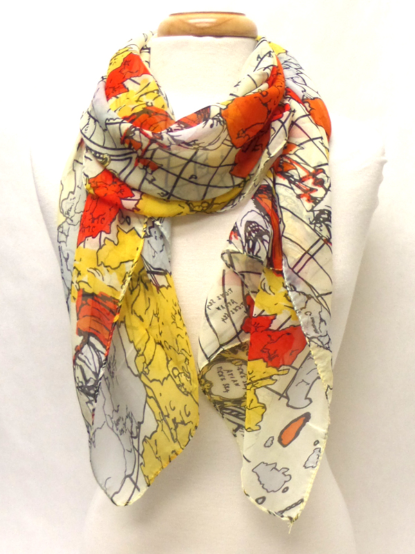 World map pattern scarf