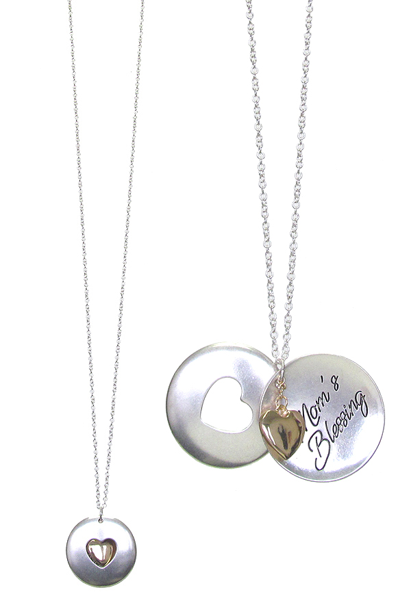 Inspiration message locket pendant necklace - mom's blessing