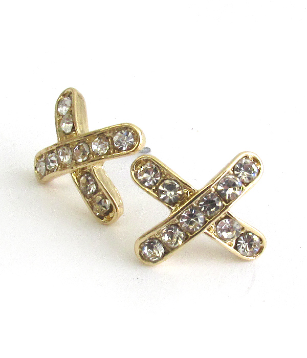 VINTAGE CRYSTAL X STUD EARRING