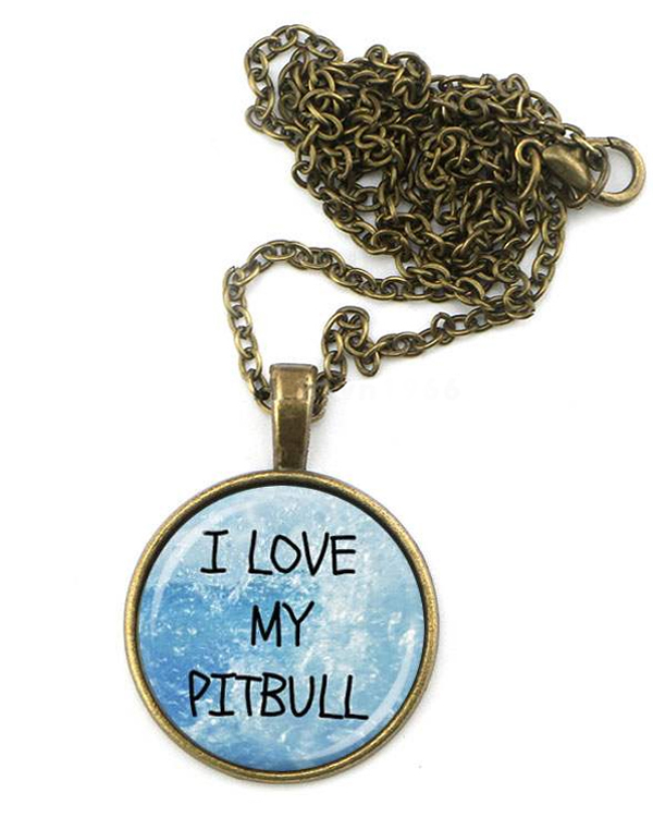 Cabochon necklace - i love my pitbull
