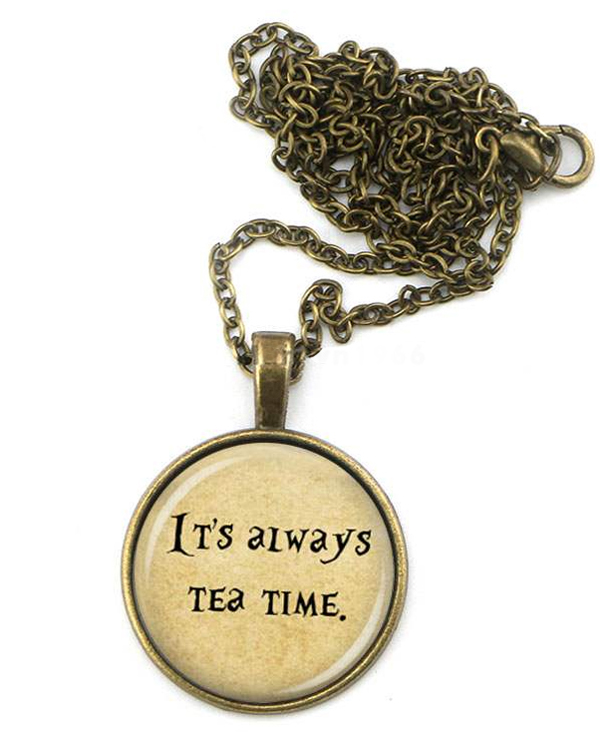 Cabochon necklace - it is always tea time