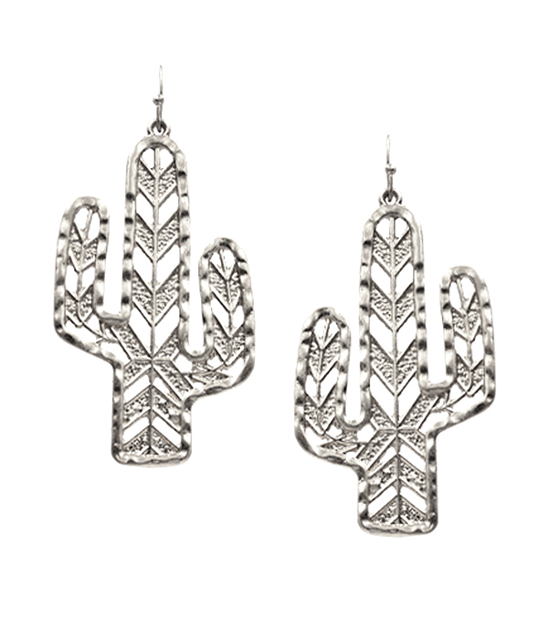 METAL FILIGREE CACTUS EARRING