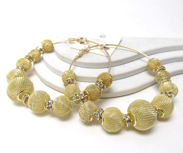 Crystal rondelle and colored metal mesh ball basketball wives inspired earring