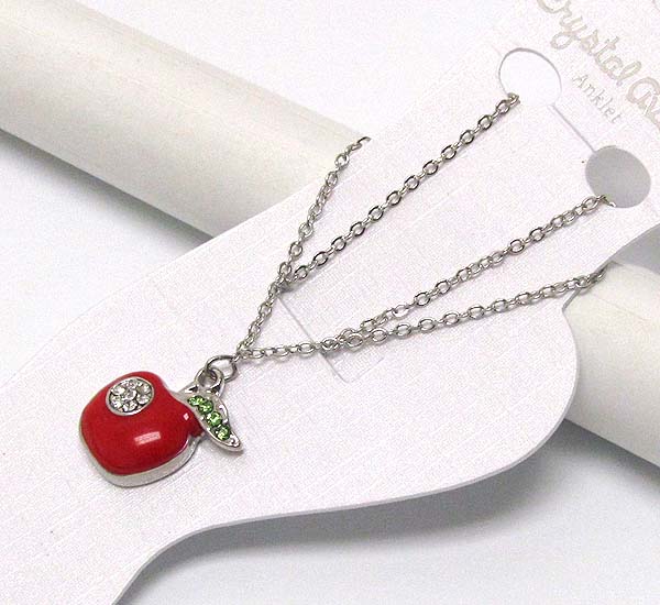 Crystal and epoxy deco apple anklet