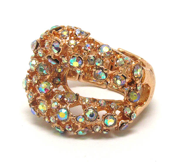 Multi crystal on liquied metal design stretch ring