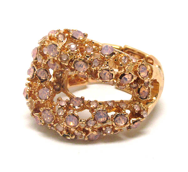 Multi crystal on liquied metal design stretch ring
