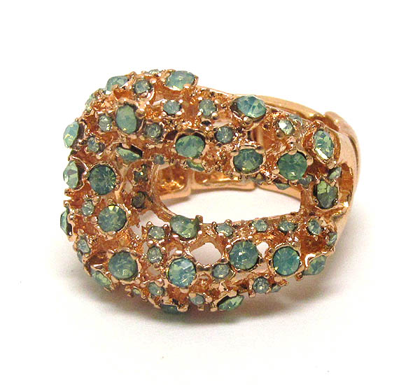 Multi crystal on liquied metal design stretch ring