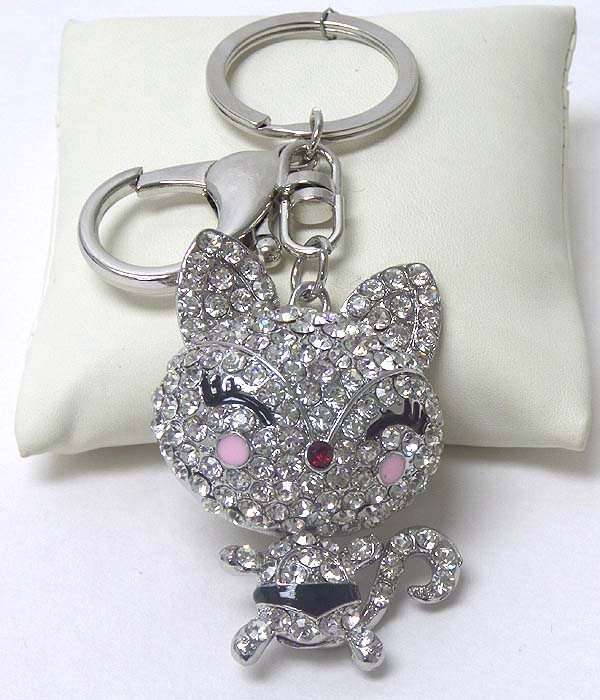 Crystal cat key chain