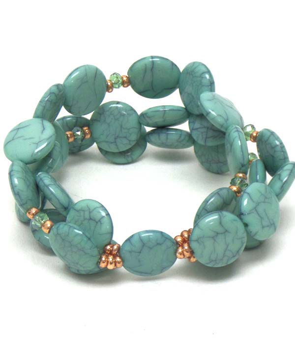 Three layered turquoise stretch bracelet