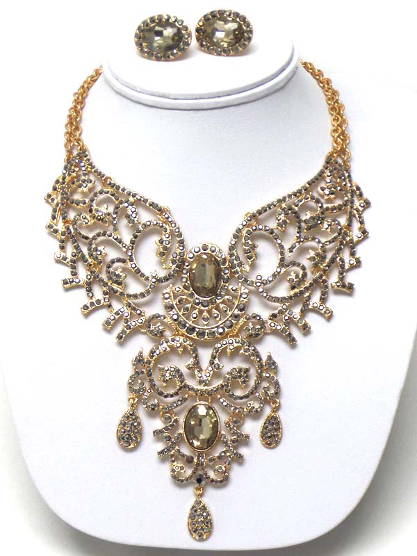 Luxury austrian crystal boutique statement necklace earring set