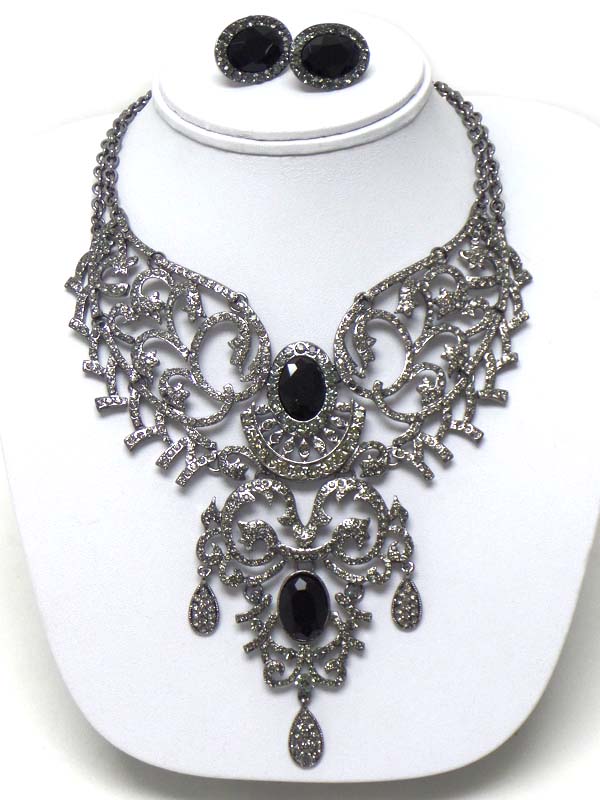 Luxury austrian crystal boutique statement necklace earring set