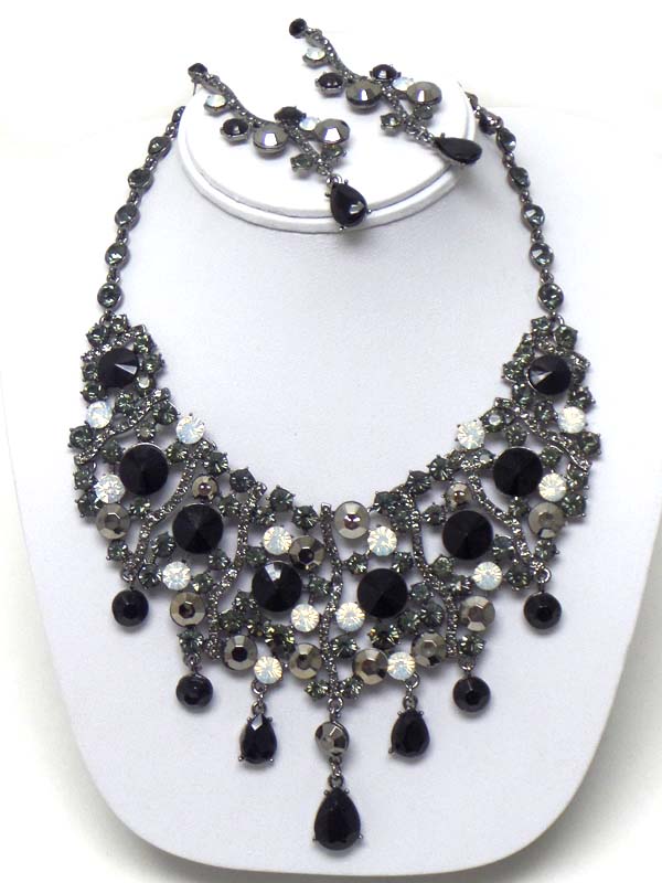 Luxury austrian crystal boutique statement necklace earring set