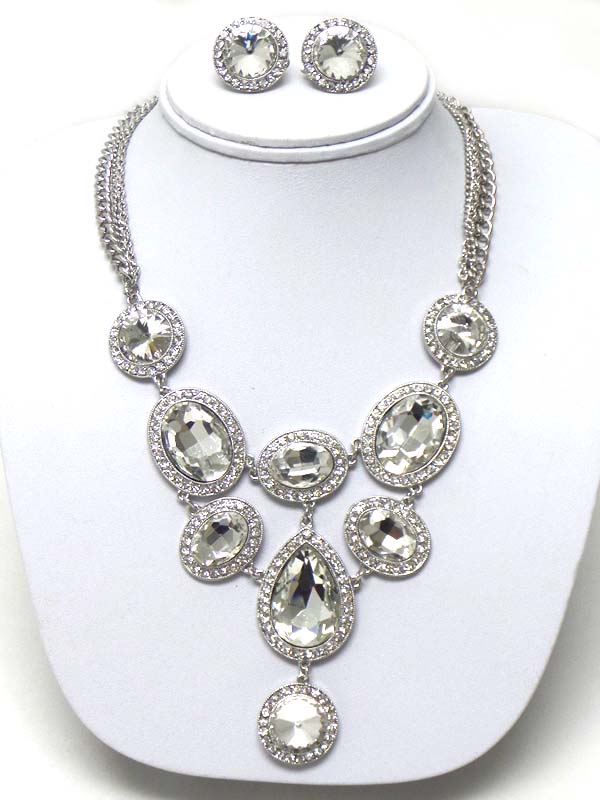 Luxury austrian crystal boutique statement necklace earring set
