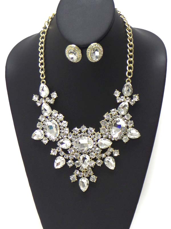 Luxury austrian crystal boutique statement necklace earring set