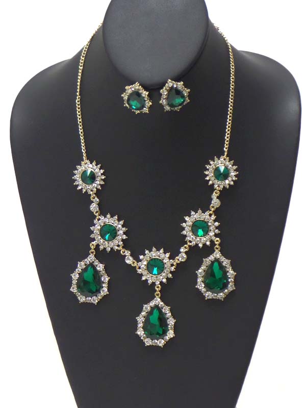 Luxury austrian crystal boutique statement necklace earring set